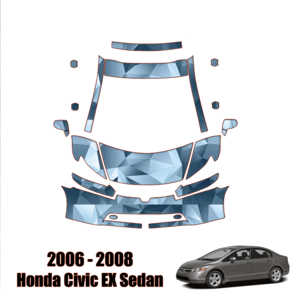 2006-2008 Honda Civic EX Sedan – Precut Paint Protection Kit (PPF) – Partial Front
