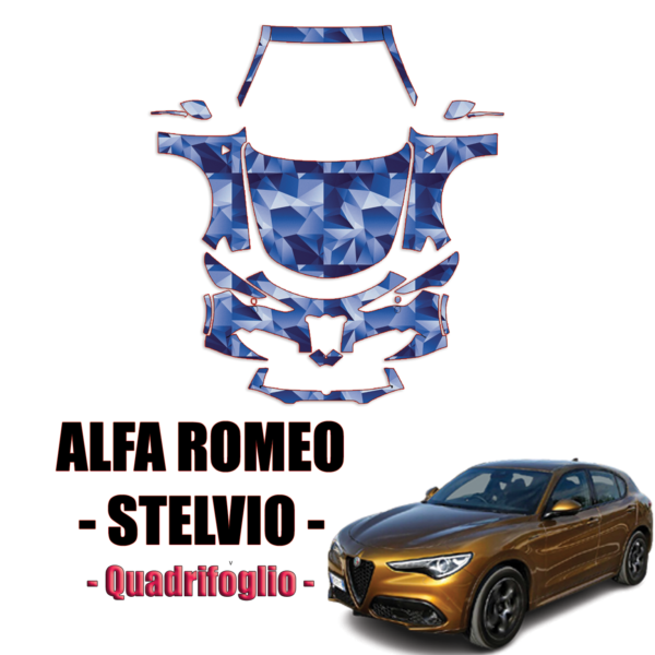 2018-2023 Alfa Romeo Stelvio -Quadrifoglio – Pre Cut Paint Protection Kit-Full Front+A Pillars+Rooftop