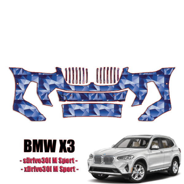 2022-2024 BMW X3 –  sDrive30i M Sport, xDrive30i M Sport Precut Paint Protection Kit – Front Bumper