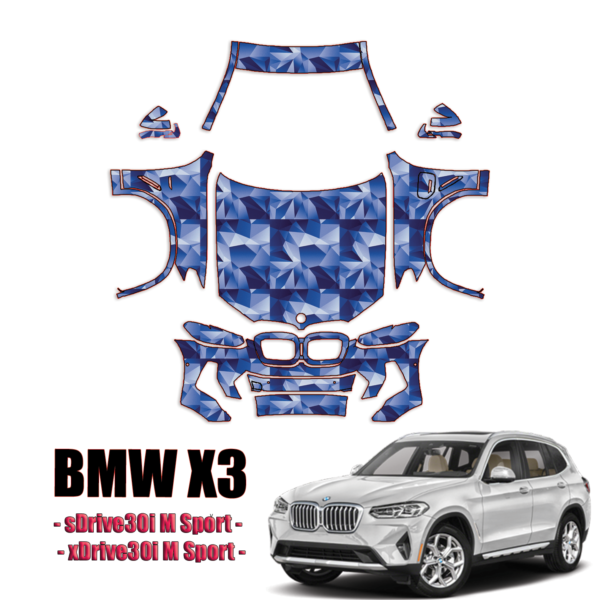 2022-2024 BMW X3 –  sDrive30i M Sport, xDrive30i M Sport Precut Paint Protection Kit – Full Front + A Pillars + Rooftop