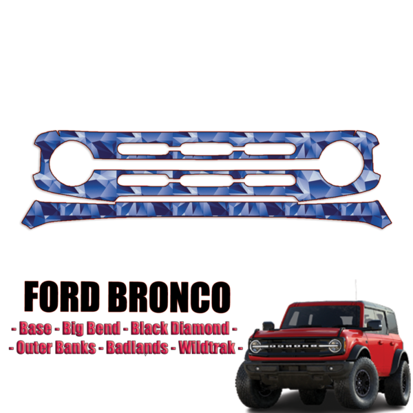 2021-2024 Ford Bronco – Base, Big Bend, Black Dimond, Outer Banks Precut Paint Protection Kit – Front Bumper