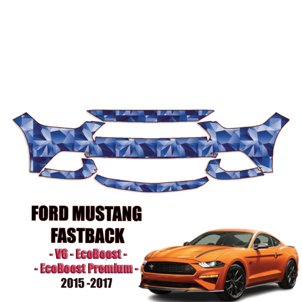 2015-2017 Ford Mustang Fastback – V6, EcoBoost, EcoBoost Premium  Precut Paint Protection Kit – Front Bumper