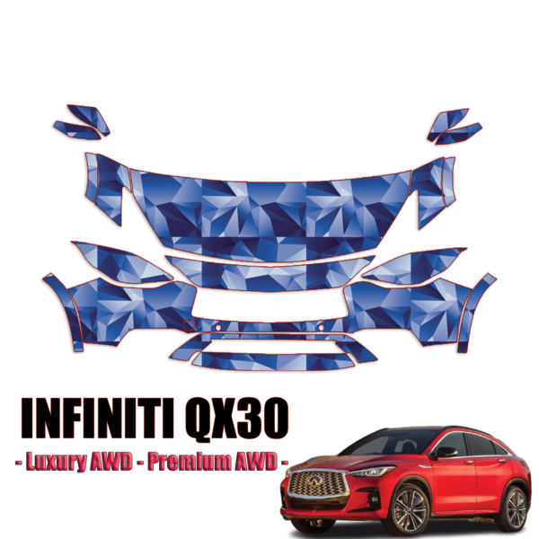 2017-2023 Infiniti QX30 Luxury AWD  Pre-Cut Paint Protection Kit (PPF) – Partial Front