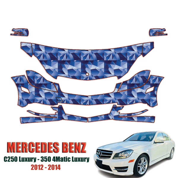 2012-2014 Mercedes Benz C-Class, C250 Luxury, 300 4matic Luxury Precut Paint Protection Kit – Partial Front