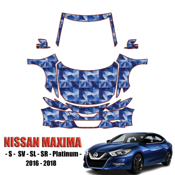 2016-2018 Nissan Maxima – S, SV, SL, SR, Platinum Pre Cut Paint Protection Kit – Full Front + A Pillars + Rooftop