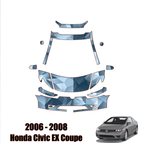 2006-2008 Honda Civic EX Coupe Precut Paint Protection Kit – Partial Front