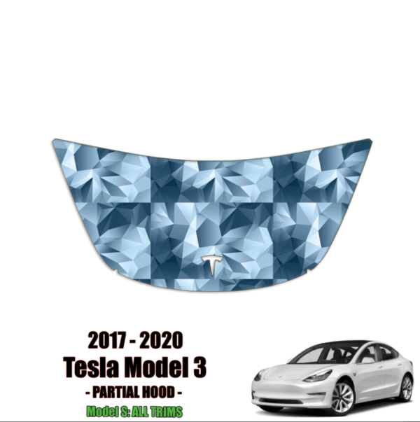 2017 – 2021 Tesla Model 3 – Precut Paint Protection Kit (PPF) Partial Hood