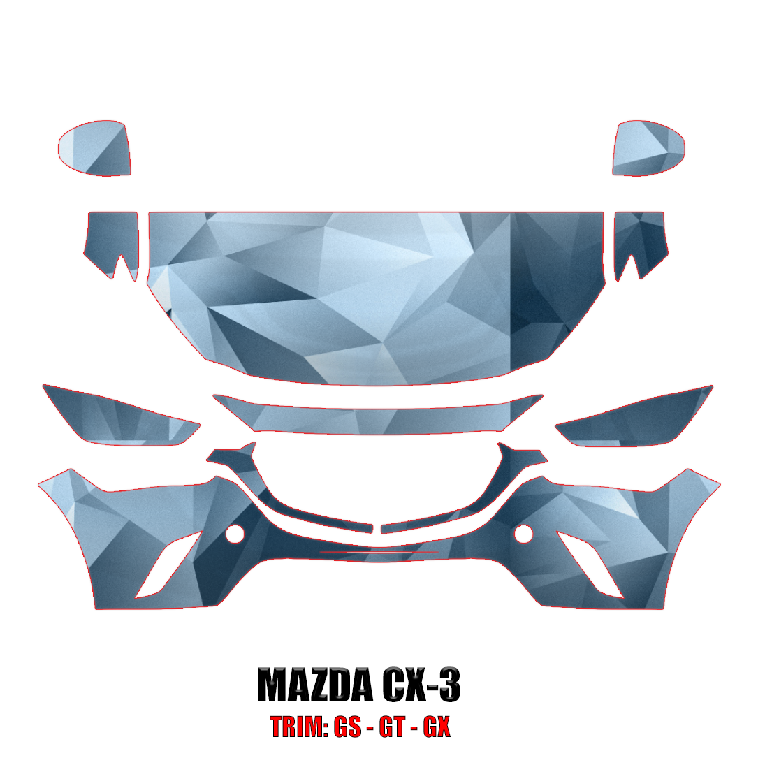 2019-2021 Mazda CX-3 Precut Paint Protection PPF Kit – Partial Front
