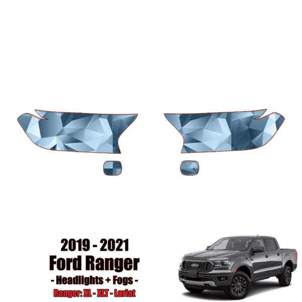 2019 – 2021 Ford Ranger – XL, XLT, Lariat Paint Protection Kit (PPF) – Headlights + Fogs