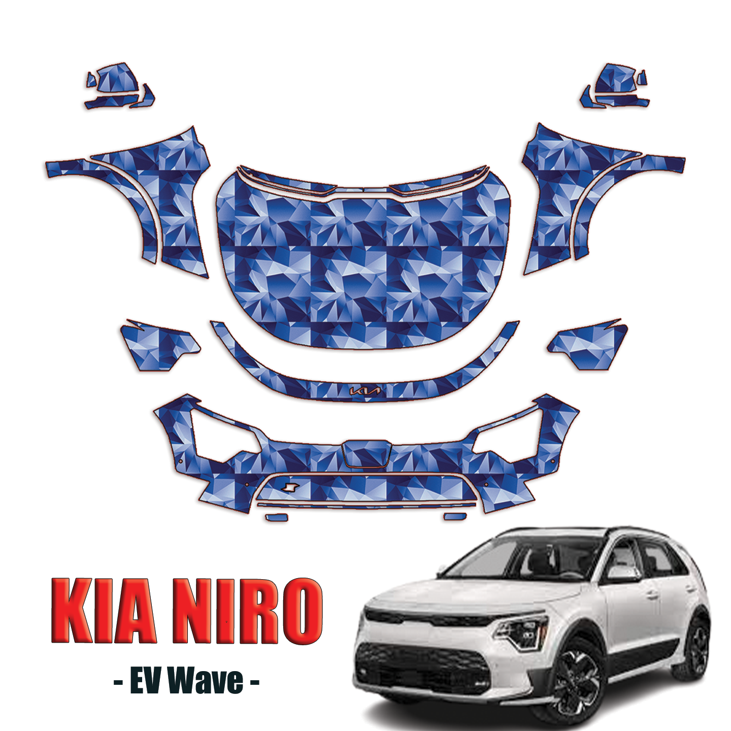 2023-2024 Kia Niro EV Wave Pre Cut Paint Protection PPF Kit – Full Front + A Pillars + Rooftop