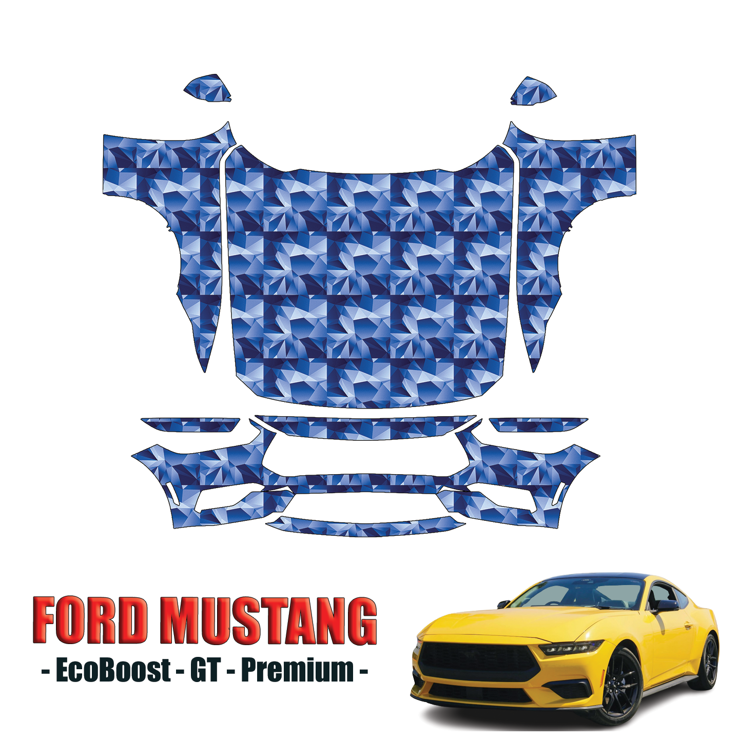 2024-2025 Ford Mustang EcoBoost Precut Paint Protection PPF Kit – Full Front+