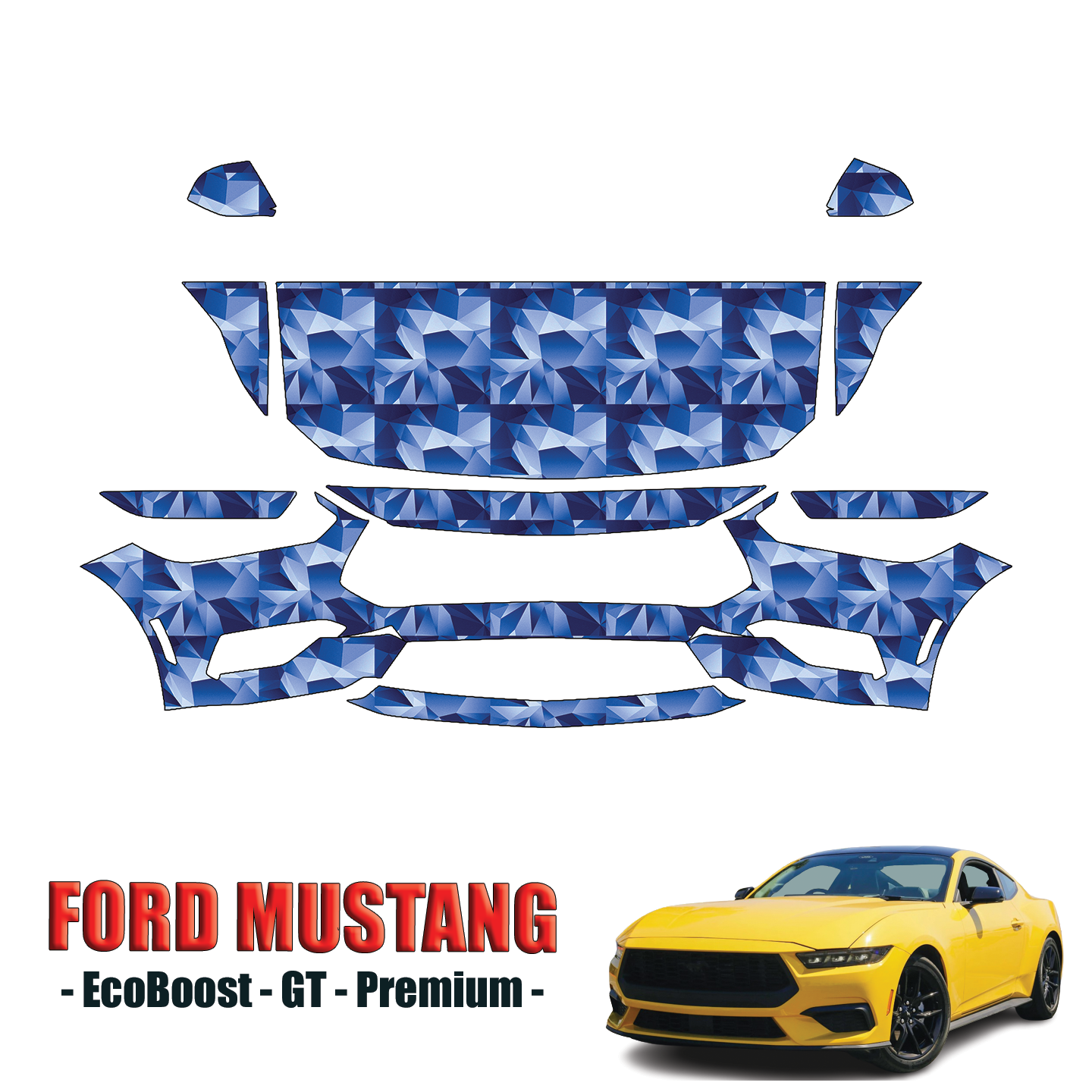 2024-2025 Ford Mustang Precut Paint Protection PPF Kit – Partial Front