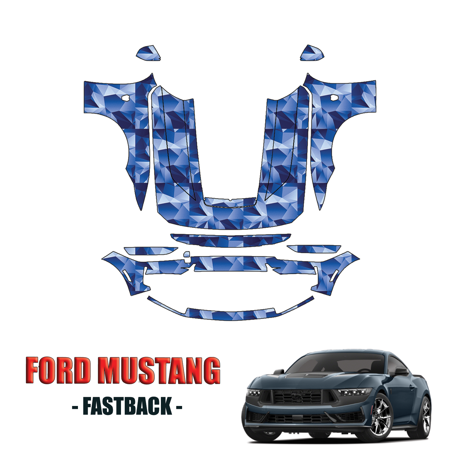 2024-2025 Ford Mustang Fastback Precut Paint Protection PPF Kit – Full Front