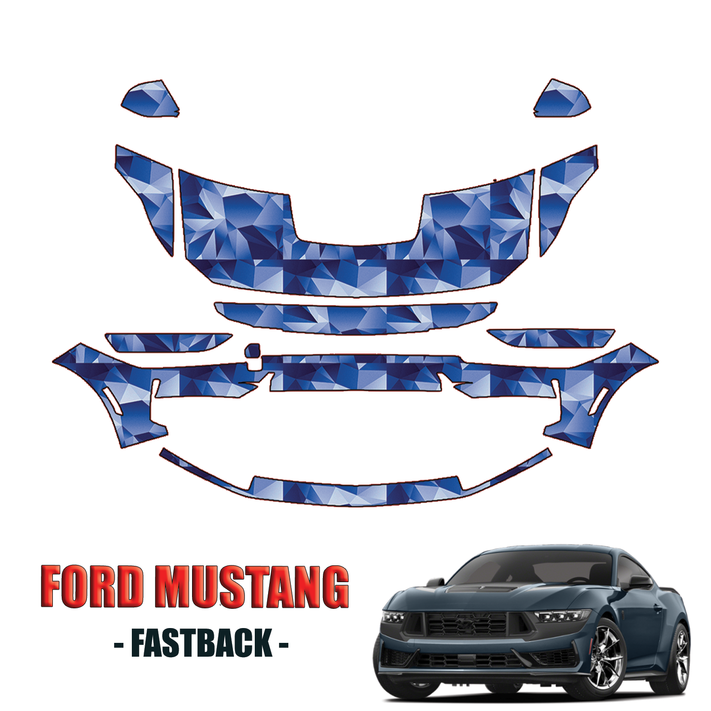 2024-2025 Ford Mustang Fastback Precut Paint Protection Kit PPF – Partial Front