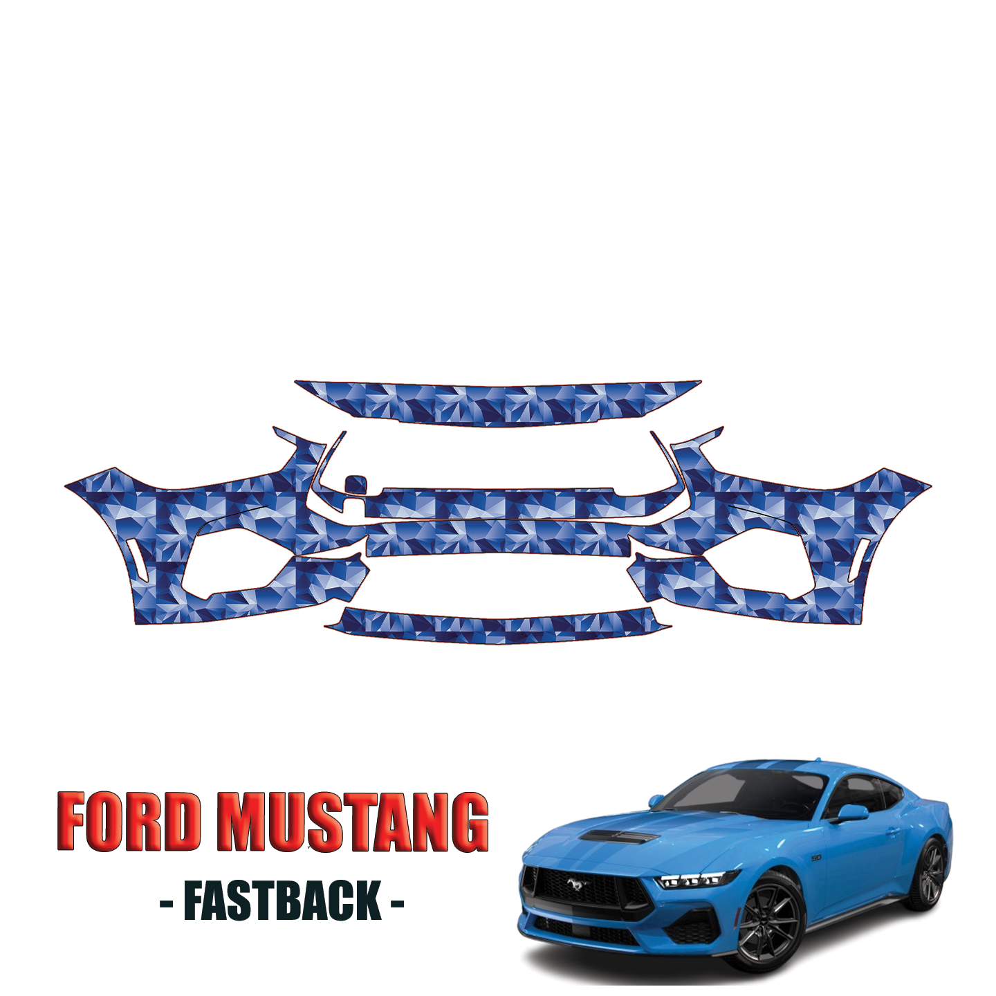 2024-2025 Ford Mustang Fastback Precut Paint Protection PPF Kit – Front Bumper