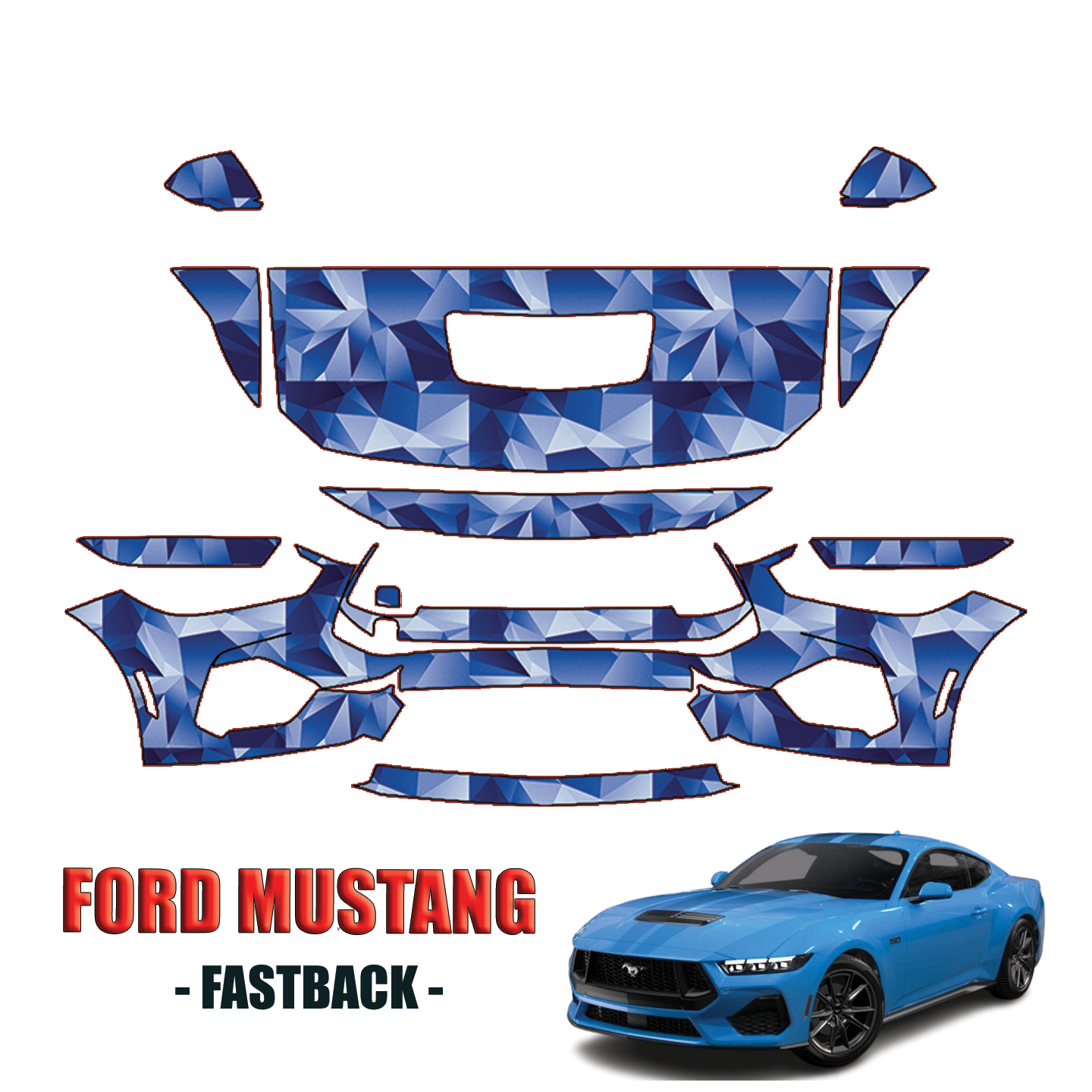 2024-2025 Ford Mustang Fastback Precut Paint Protection PPF Kit – Partial Front