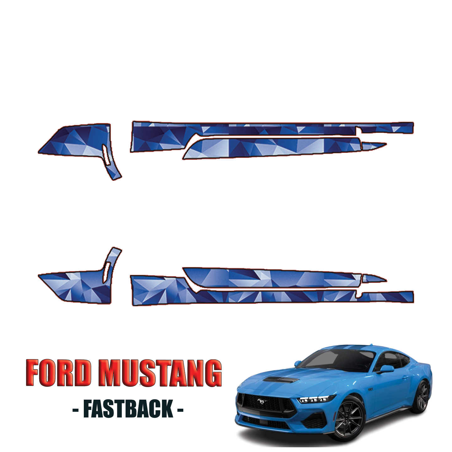 2024-2025 Ford Mustang Fastback Precut Paint Protection Kit PPF – Rocker Panels