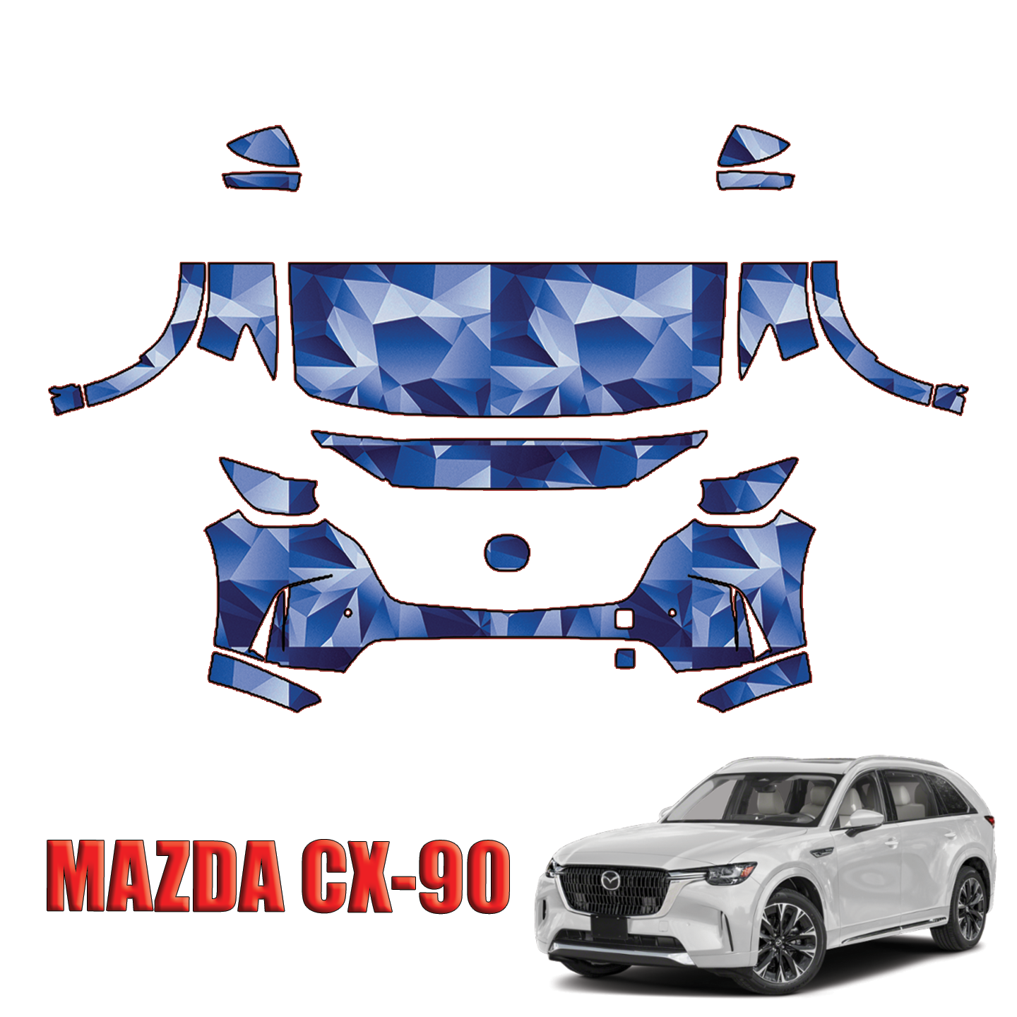 2024-2025 Mazda CX-90 Precut Paint Protection PPF Kit – Partial Front