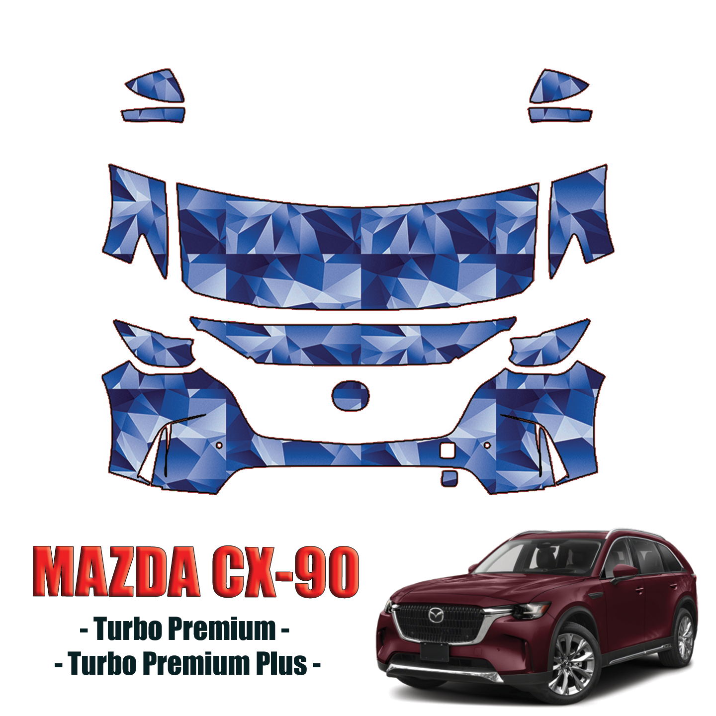 2024-2025 Mazda CX90 Precut Paint Protection PPF Kit – Partial Front