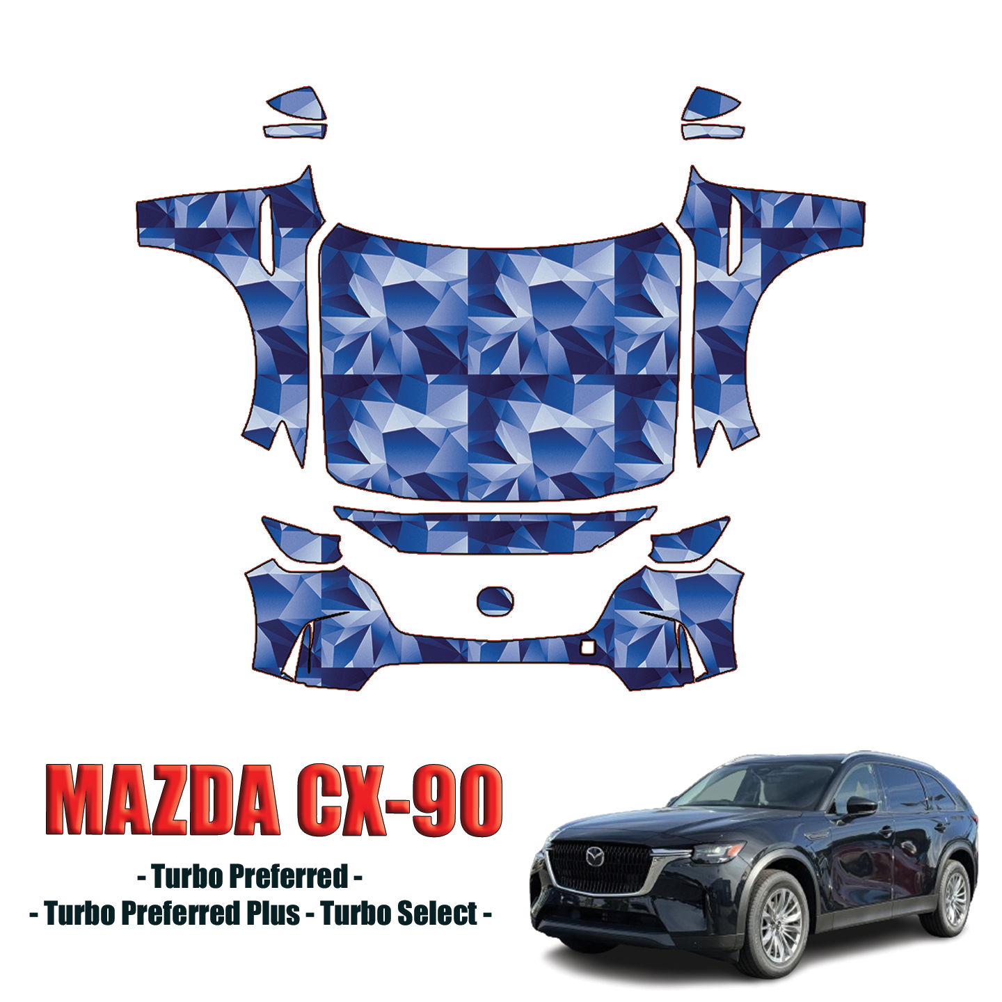 2024-2025 Mazda CX-90 Precut Paint Protection PPF Kit – Full Front