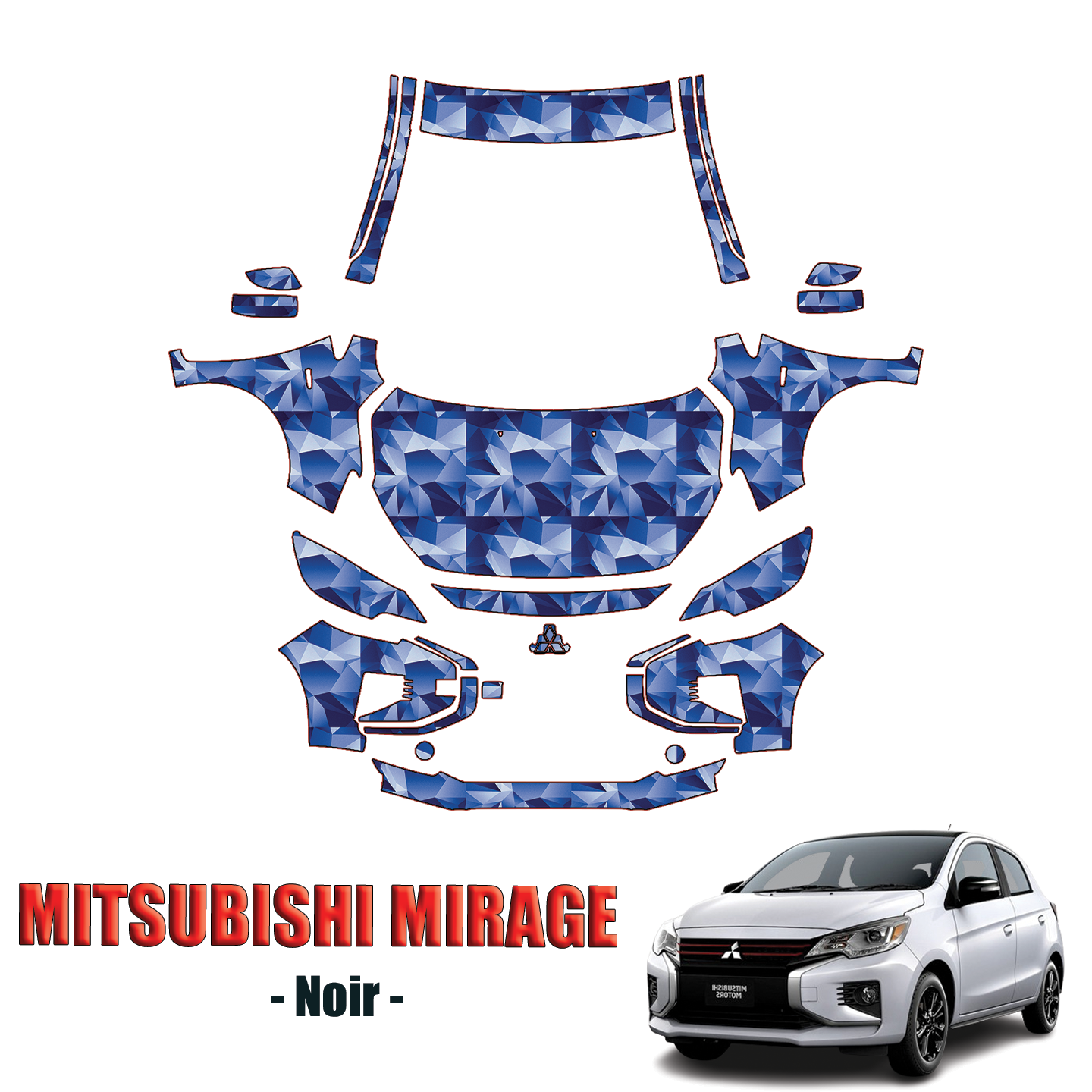 2024-2025 Mitsubishi Mirage Noir Precut Paint Protection PPF Kit – Full Front