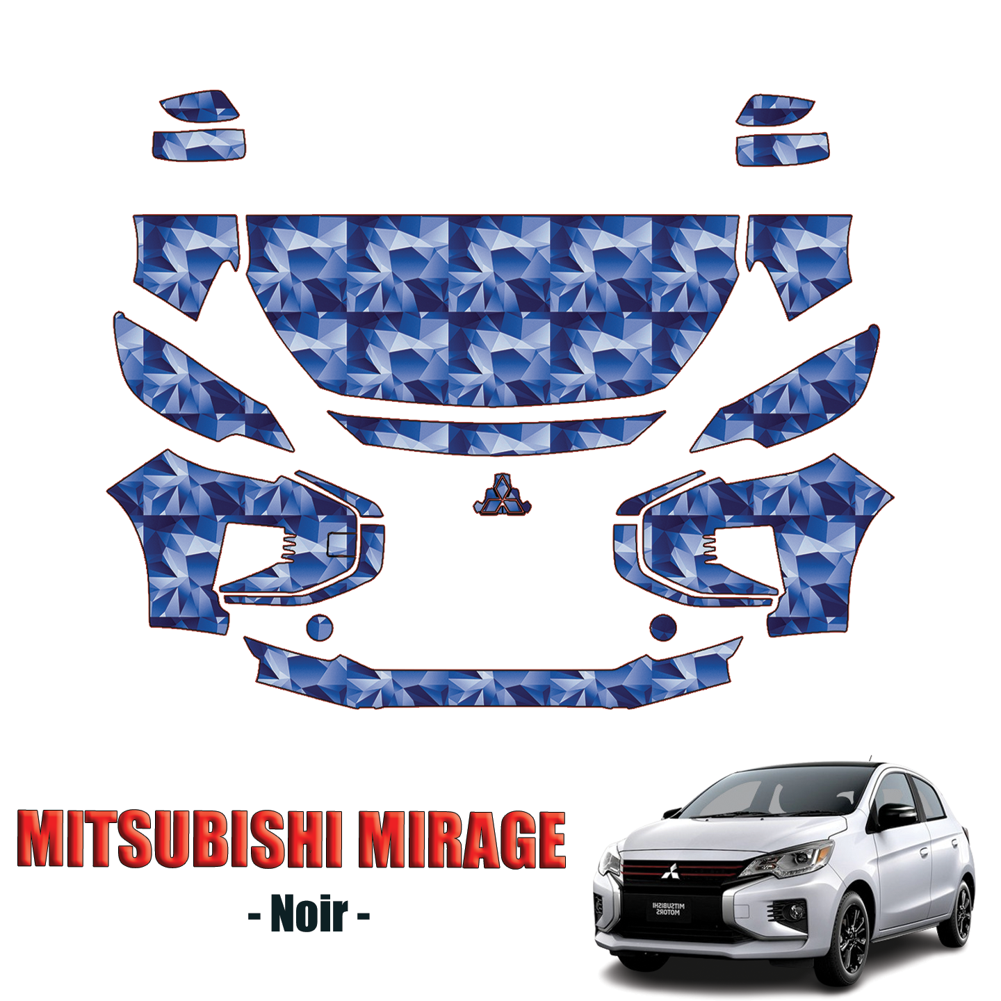 2024-2025 Mitsubishi Mirage Noir Precut Paint Protection PPF Kit – Partial Front