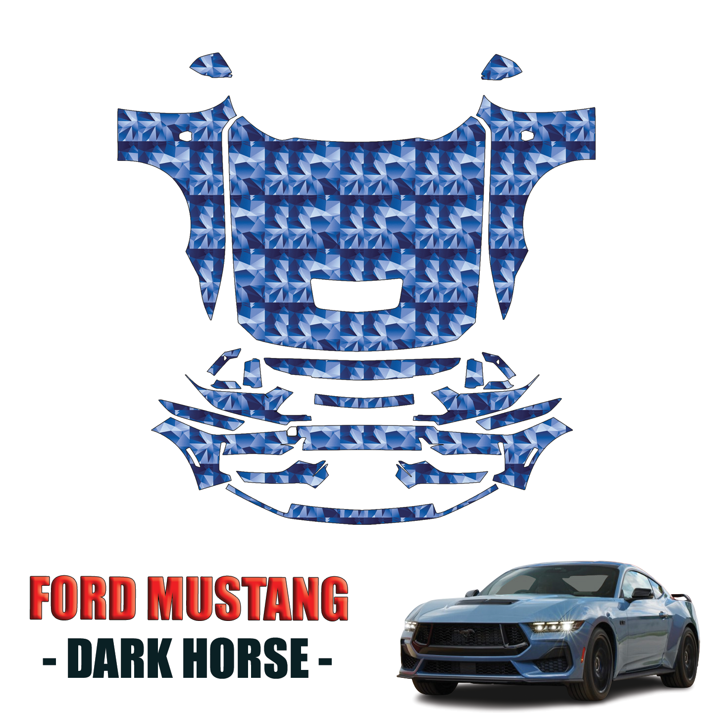 2024-2025 Ford Mustang Dark Horse Precut Paint Protection Kit PPF – Full Front ( No Decals )