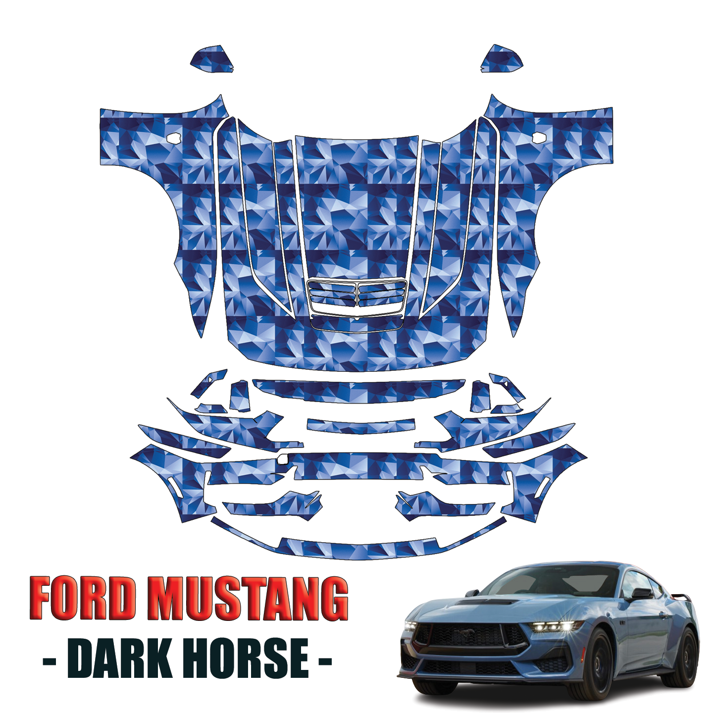 2024-2025 Ford Mustang Dark Horse Precut Paint Protection Kit  PPF – Full Front ( With Decals )