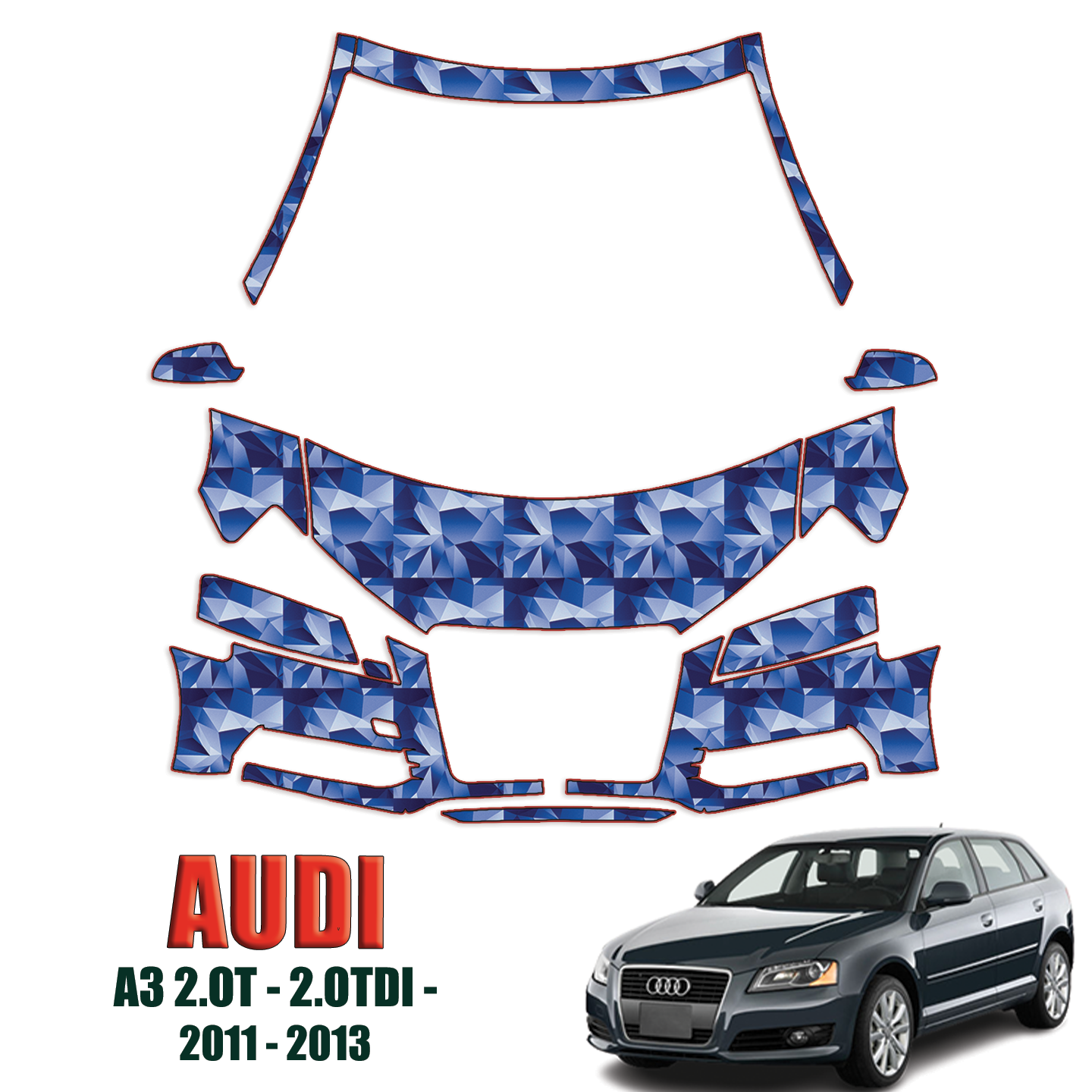2011-2013 Audi A3 Precut Paint Protection PPF Kit – Partial Front+