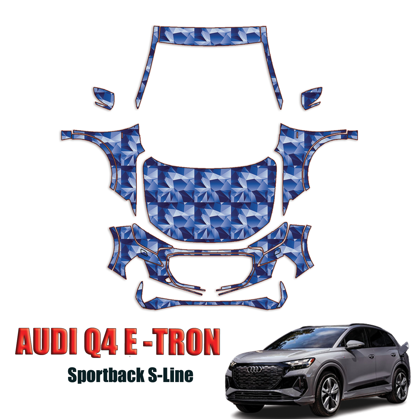 2022-2024 Audi Q4 E-Tron Sportback Precut Paint Protection Kit – Full Front+