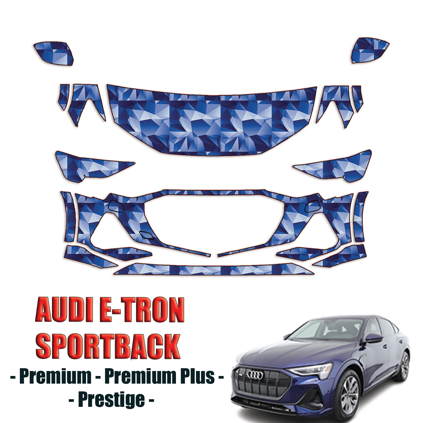 2022-2024 Audi E-Tron – Sportback S Premium Plus, Prestige Precut Paint Protection Kit – Partial Front