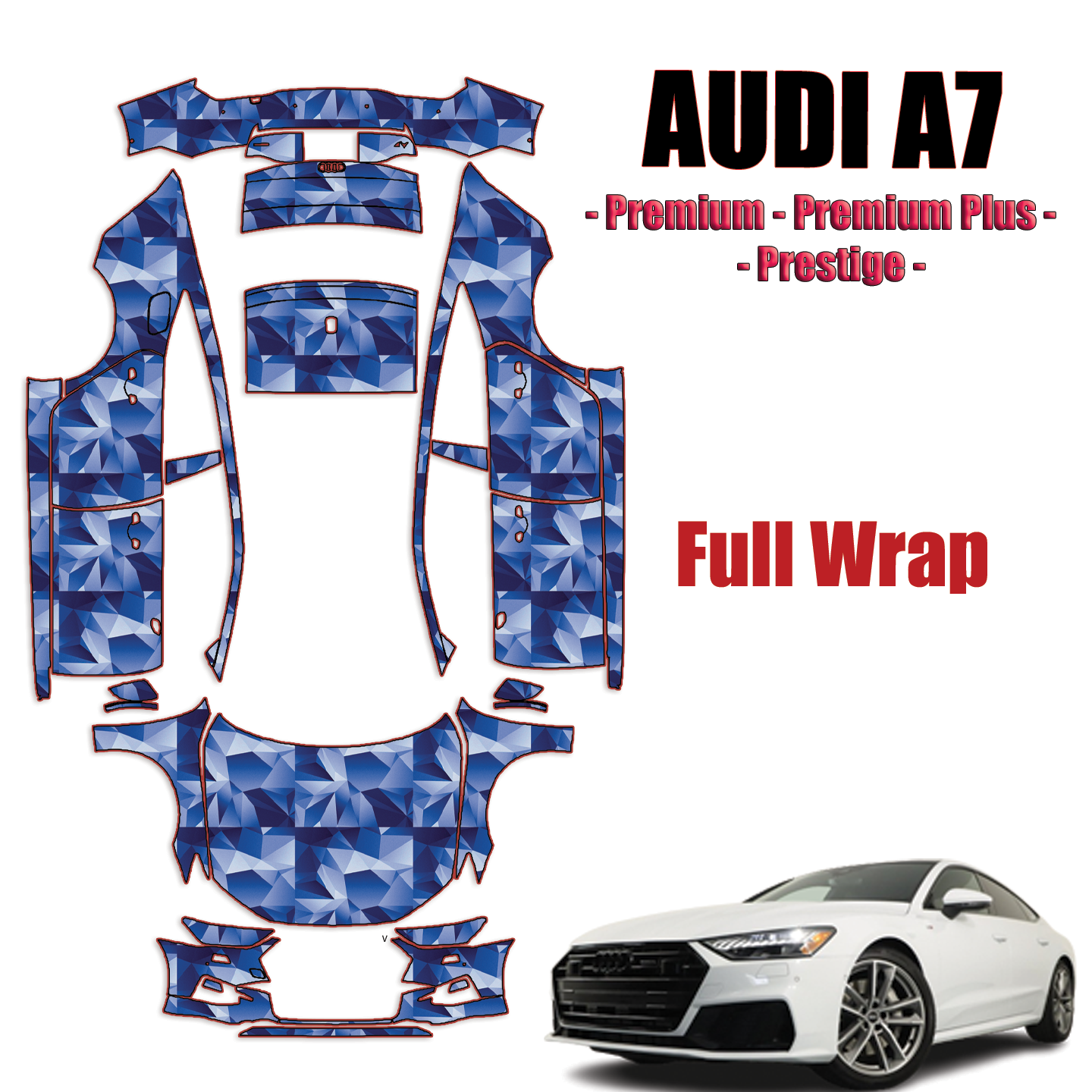 2019 – 2023 Audi A7 – Premium, Premium Plus, Prestige Pre Cut Paint Protection Kit – Full Wrap Vehicle