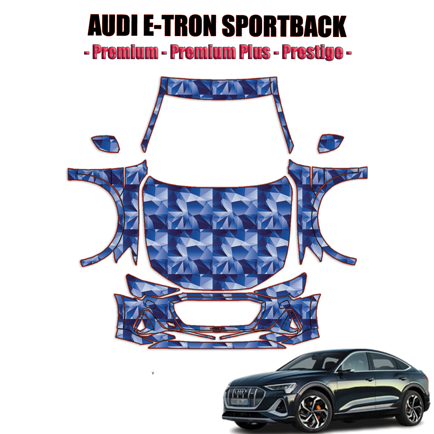 2021-2023 Audi e-Tron Sportback Precut Paint Protection Kit – Full Front+
