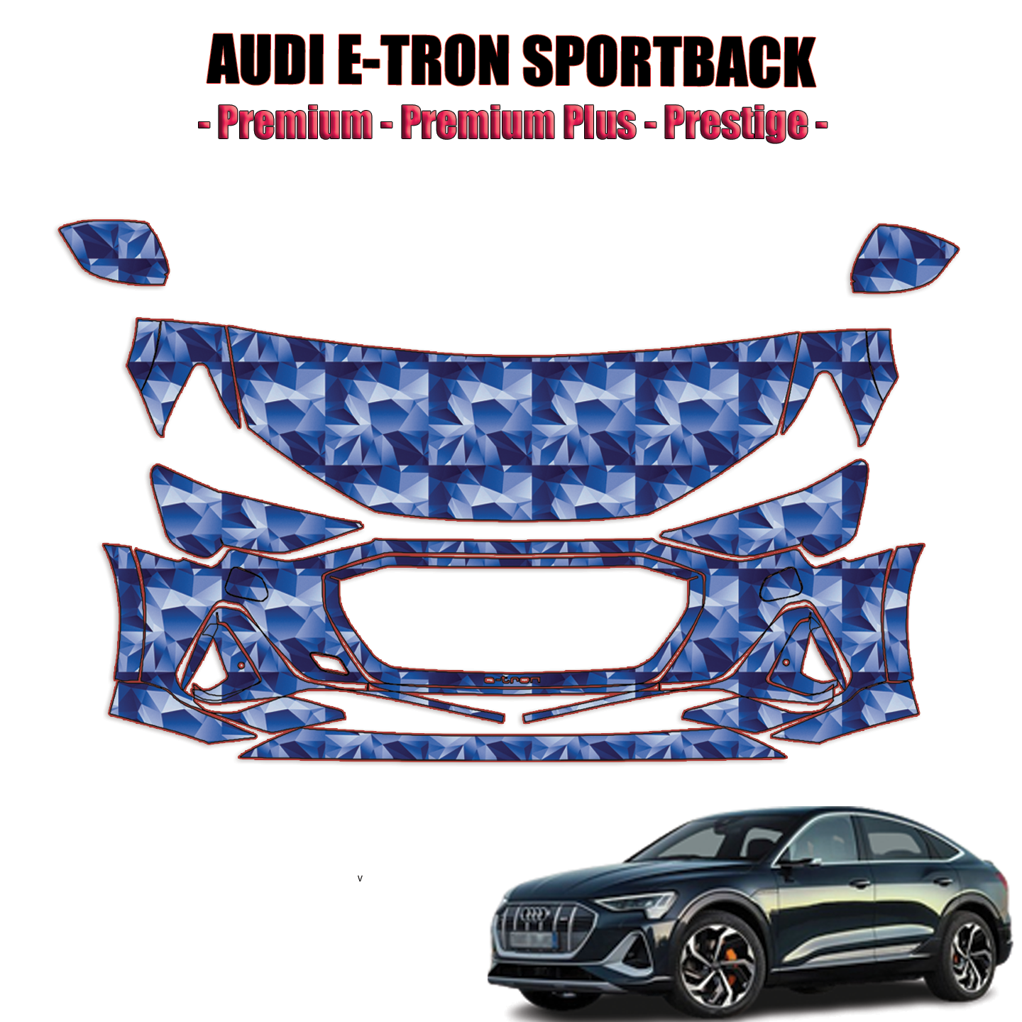 2021-2024 Audi E-Tron Sportback Precut Paint Protection Kit – Partial Front