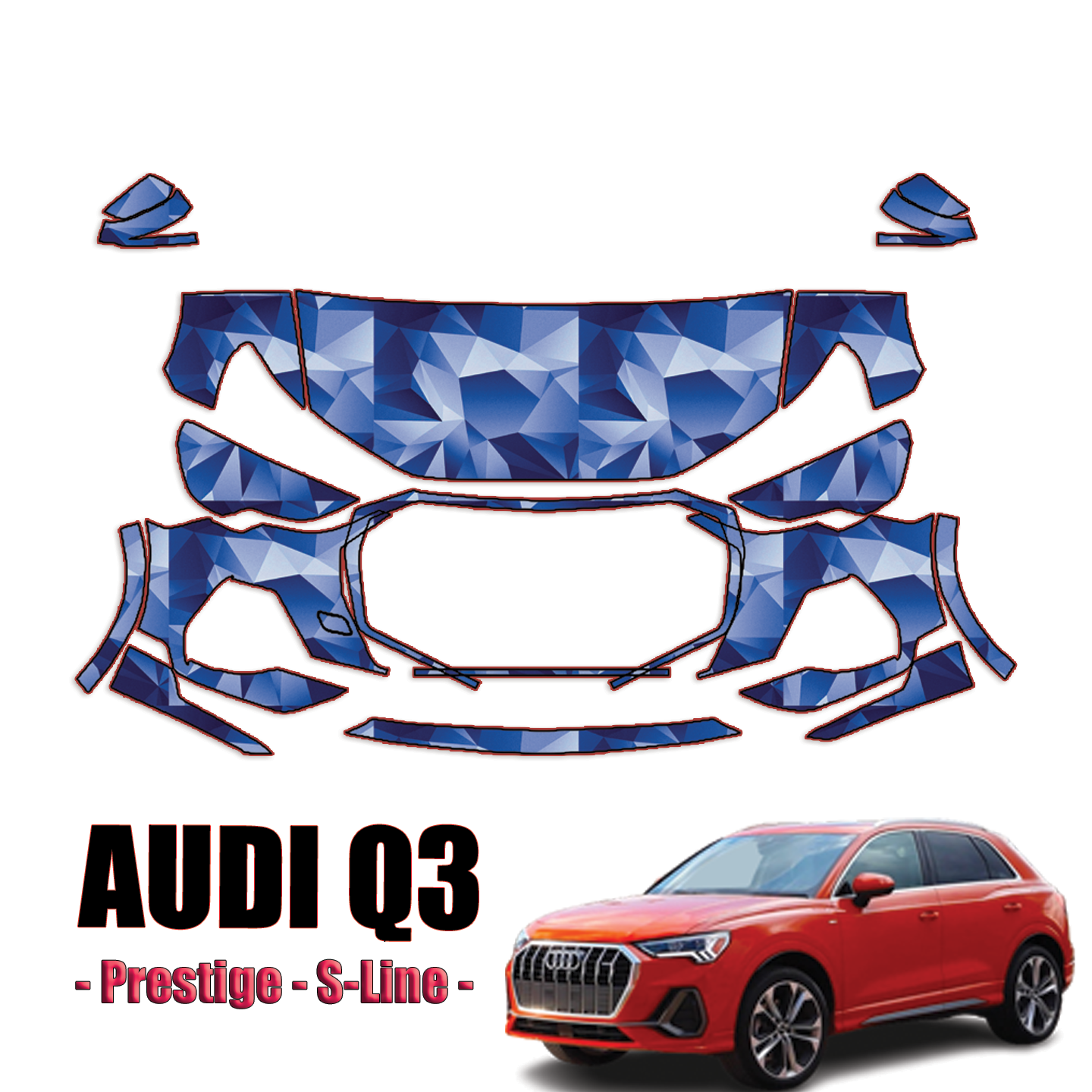 2019 – 2024 Audi Q3 – Prestige, S-Line Precut Paint Protection Kit – Partial Front