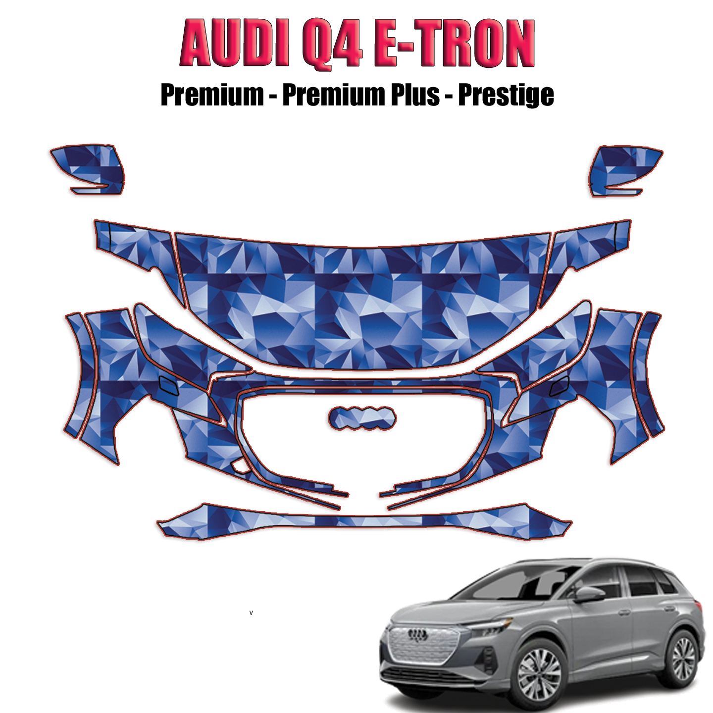 2022-2024 Audi Q4 E-Tron Premium, Premium Plus, Prestige Precut Paint Protection Kit – Partial Front