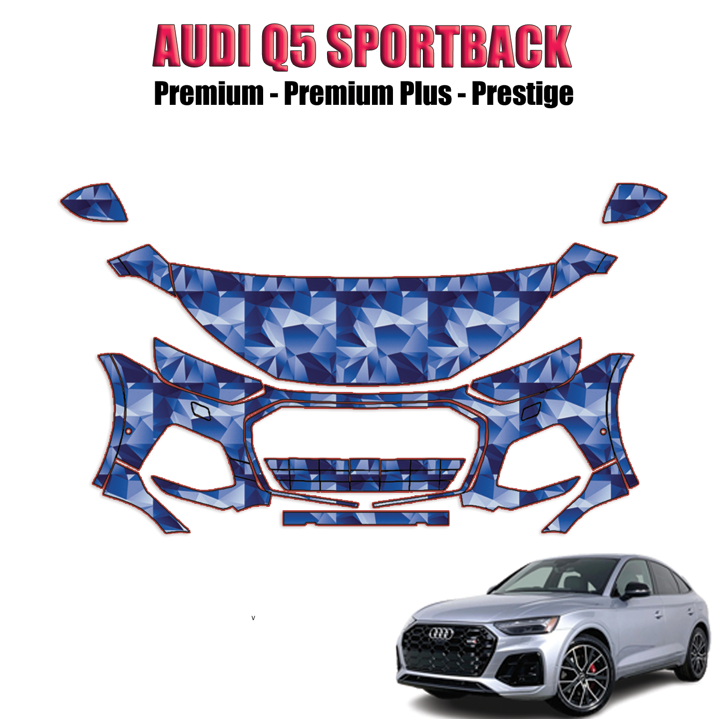 2021-2024 Audi Q5 Sportback Precut Paint Protection Kit – Partial Front