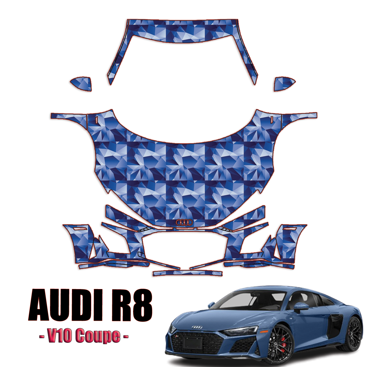 2020-2022 Audi R8 V10 Coupe Precut Paint Protection Kit – Full Front+