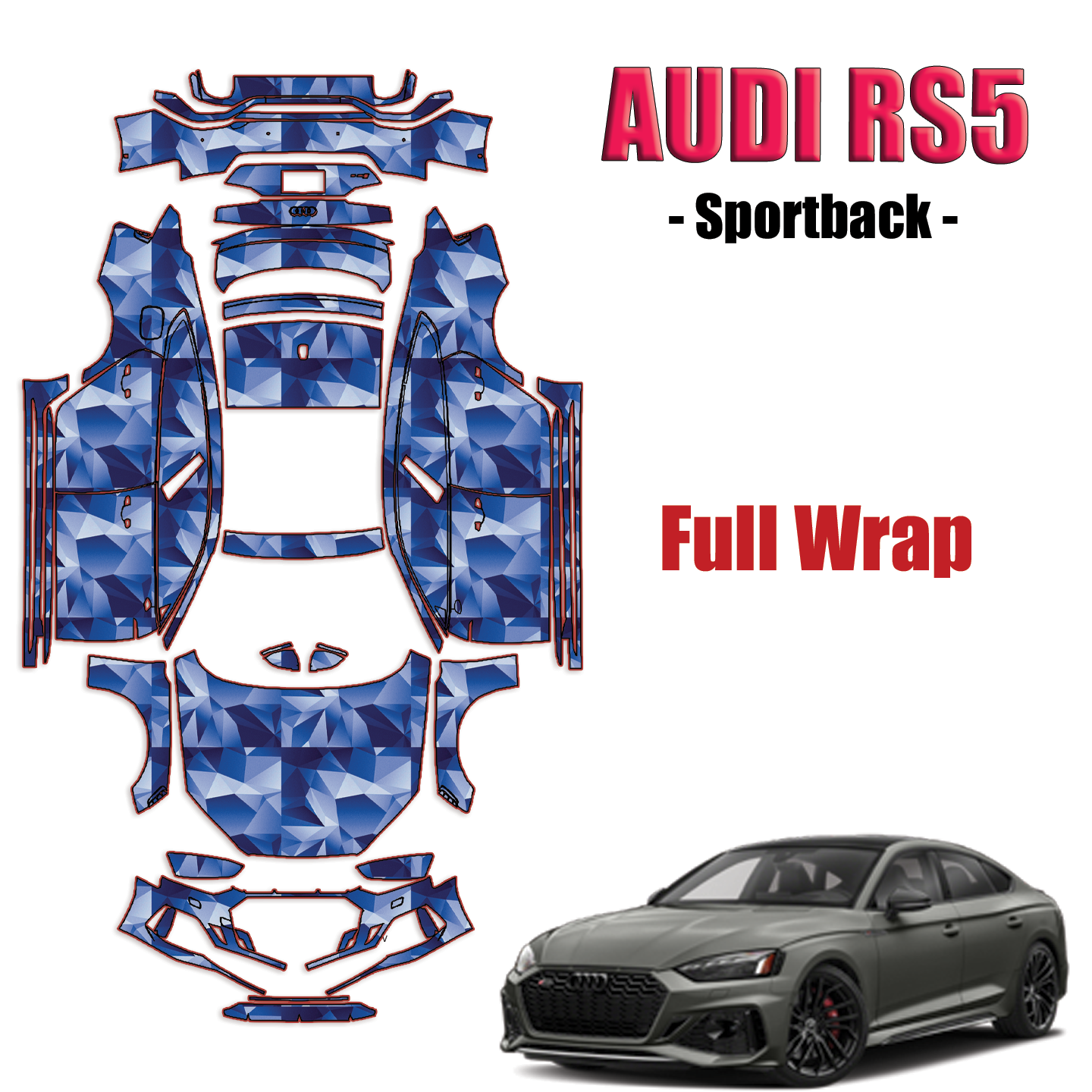 2021 – 2023 Audi RS5 Sportback Pre Cut Paint Protection Kit – Full Wrap Vehicle