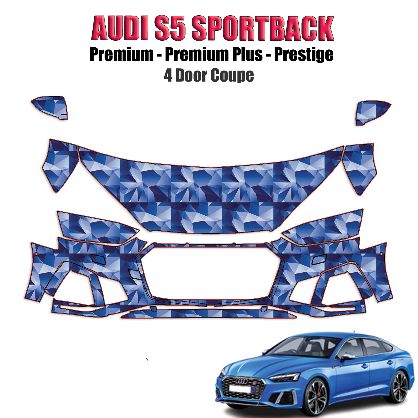 2020-2024 Audi S5 Sportback Precut Paint Protection Kit – Partial Front