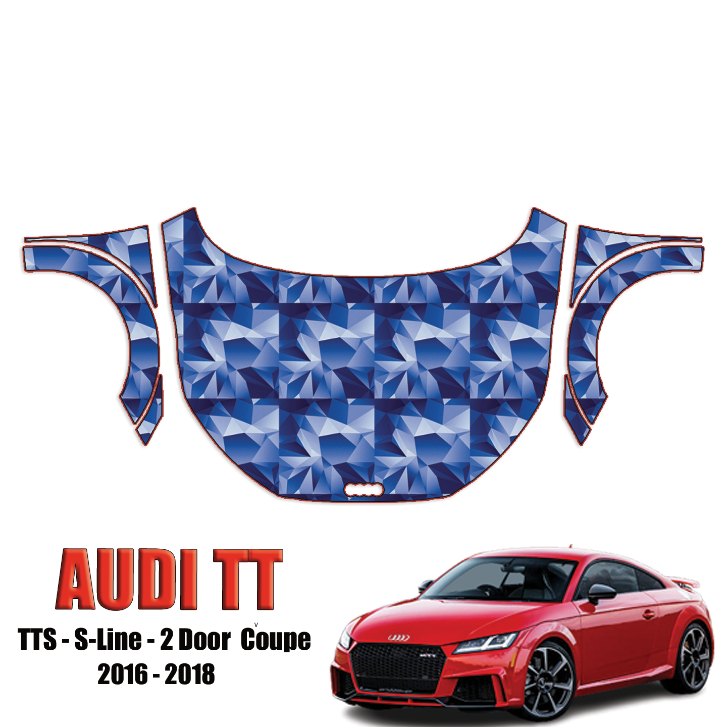 2016-2018 Audi TT – TTS, S-Line 2 door Coupe Precut Paint Protection Kit – Full Hood + Fenders