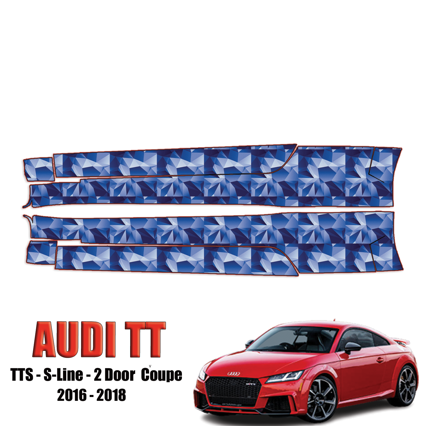 2016-2018 Audi TT – TTS, S-Line, 2 Door Coupe Precut Paint Protection Kit – Rocker Panels