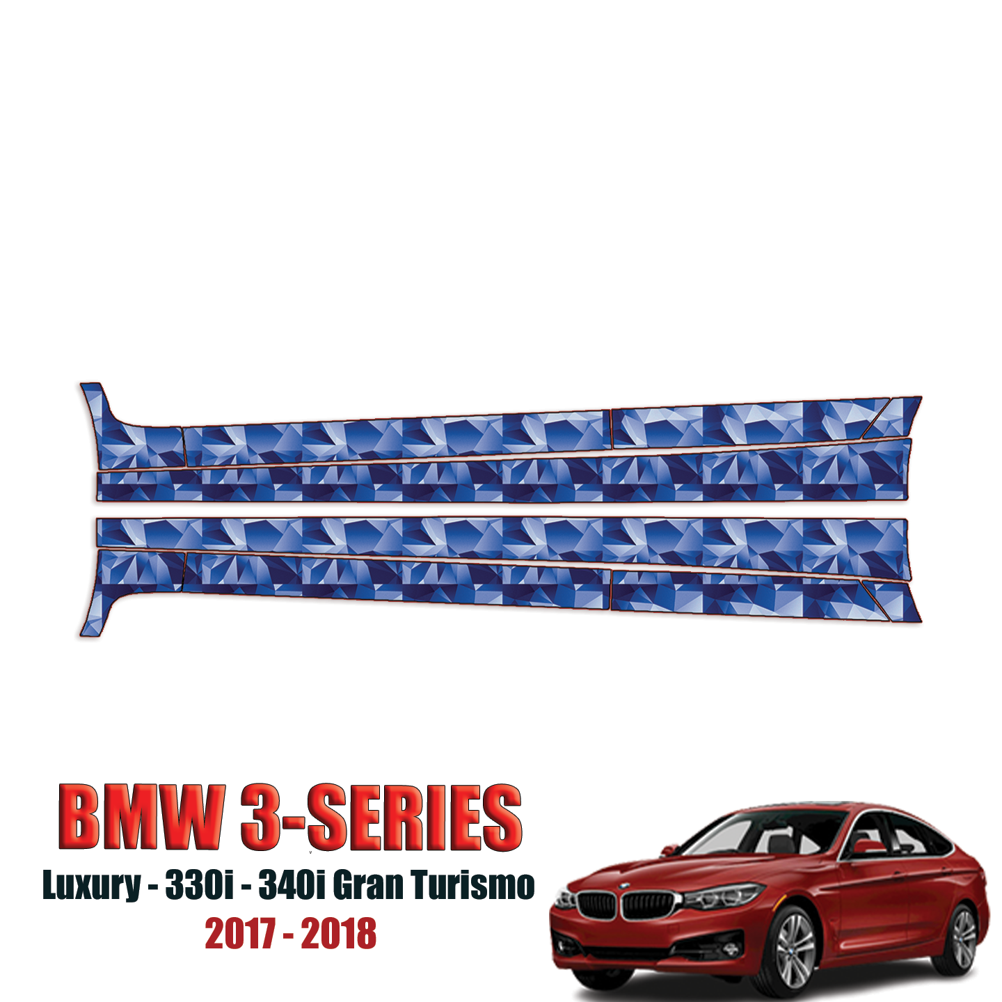 2017-2018 BMW 3-Series Luxury 330i, Luxury 340i, Gran Turismo Precut Paint Protection Kit Rocker Panels
