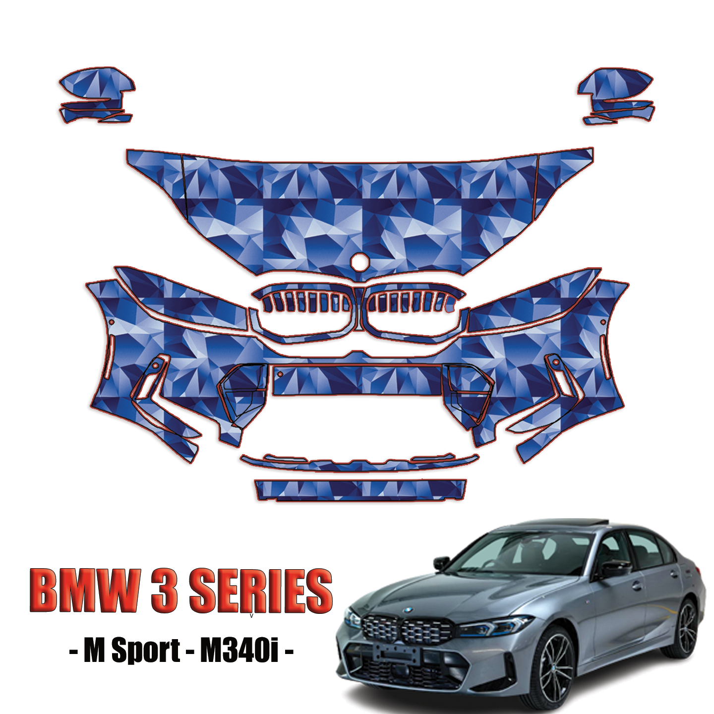 2023-2024 BMW 3 Series M Sport, M340i Precut Paint Protection PPF Kit – Partial Front