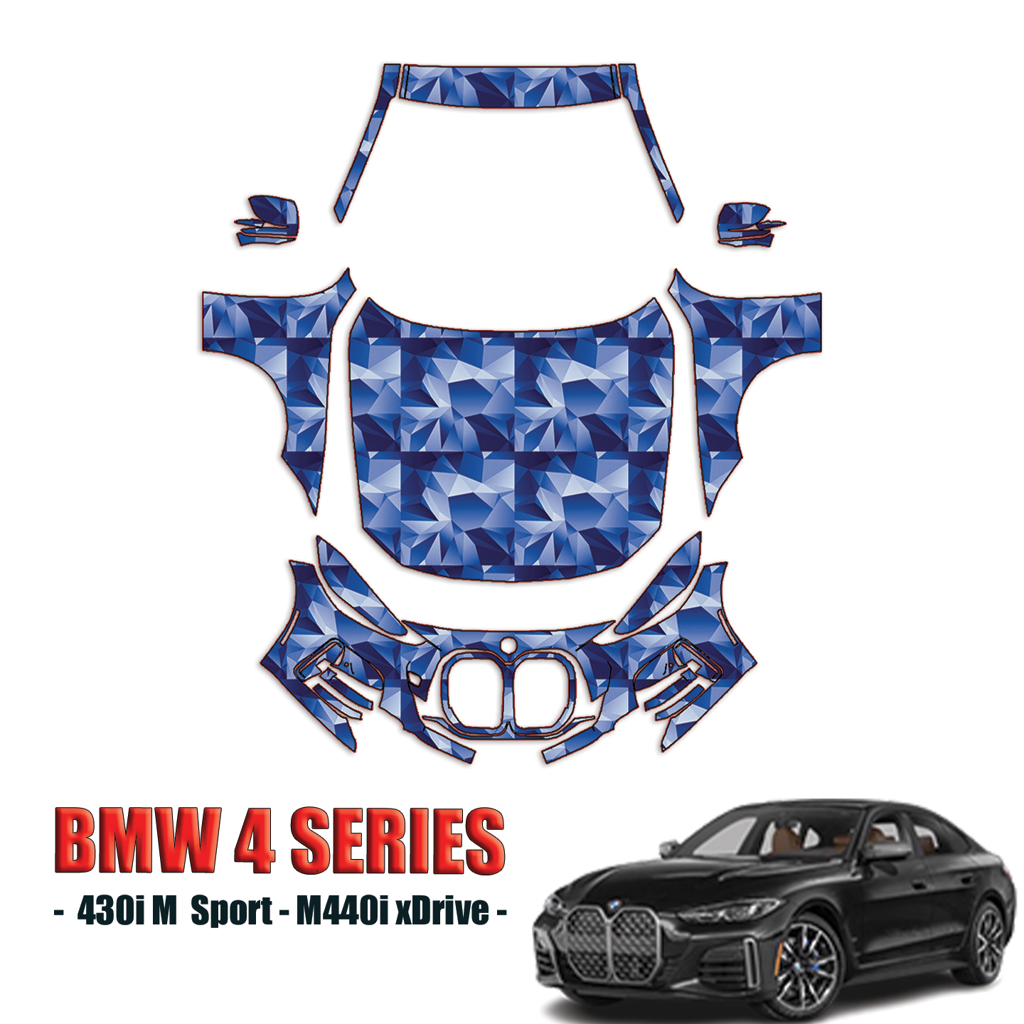 2021-2024 BMW 4 Series – 430i M Sport, M440i xDrive Precut Paint Protection Kit – Full Front