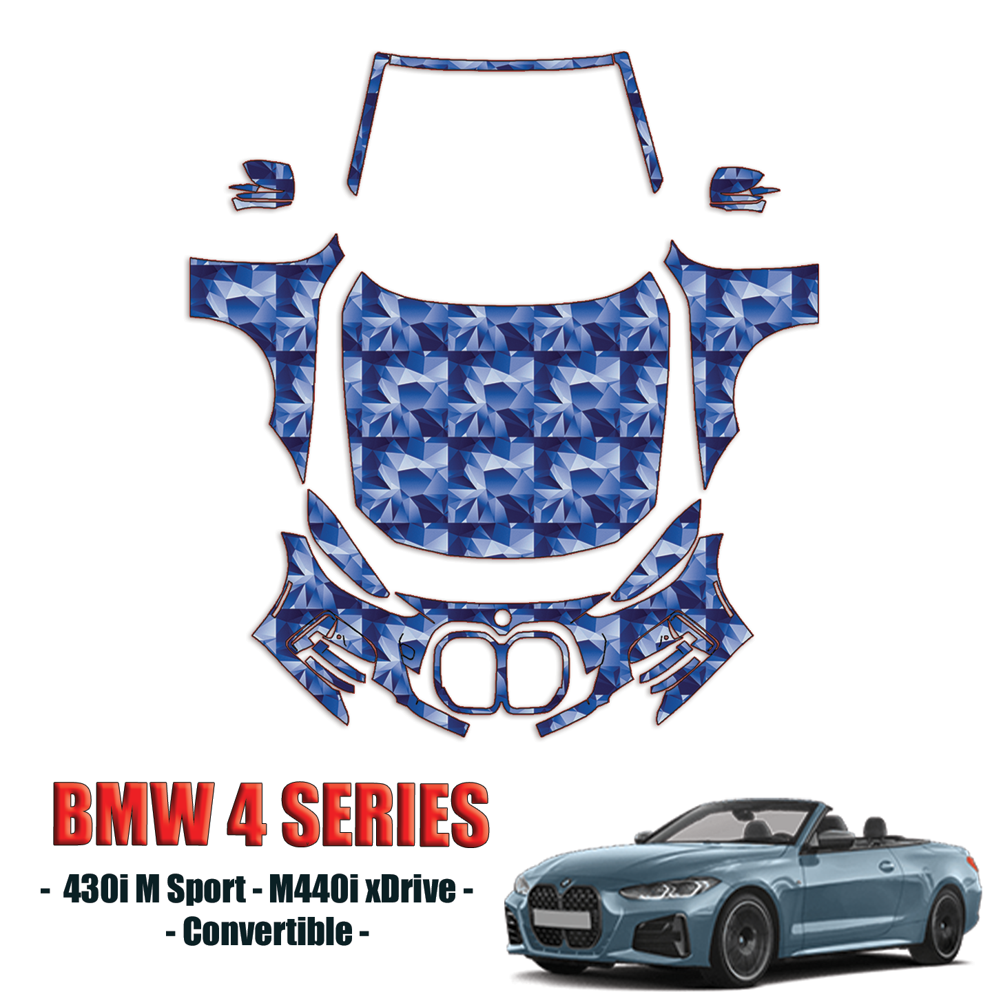 2021-2024 BMW 4 Series – 430i M Sport- M440i xDrive, Convertible Precut Paint Protection Kit – Full Front