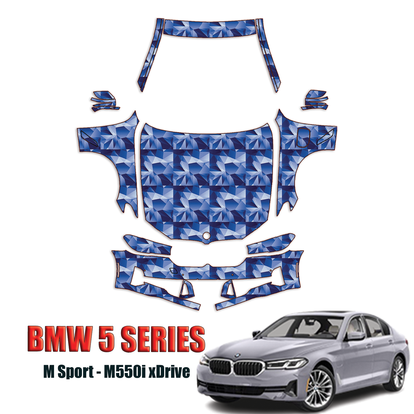 2021-2024 BMW 5 Series – 530e, 530e xDrive Precut Paint Protection Kit – Full Front