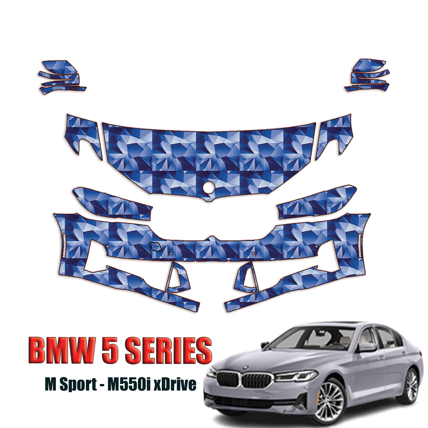 2021-2023 BMW 5 Series M Sport Precut Paint Protection Kit – Partial Front