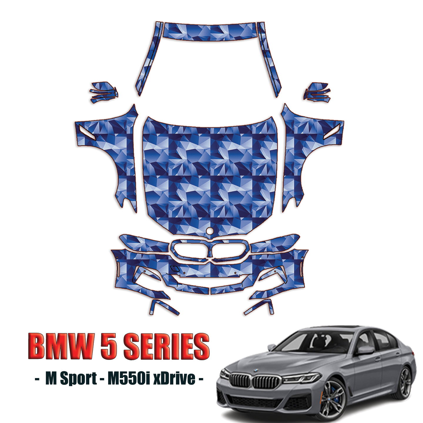 2021-2024 BMW 5 Series M Sport, M550i Precut Paint Protection Kit – Full Front