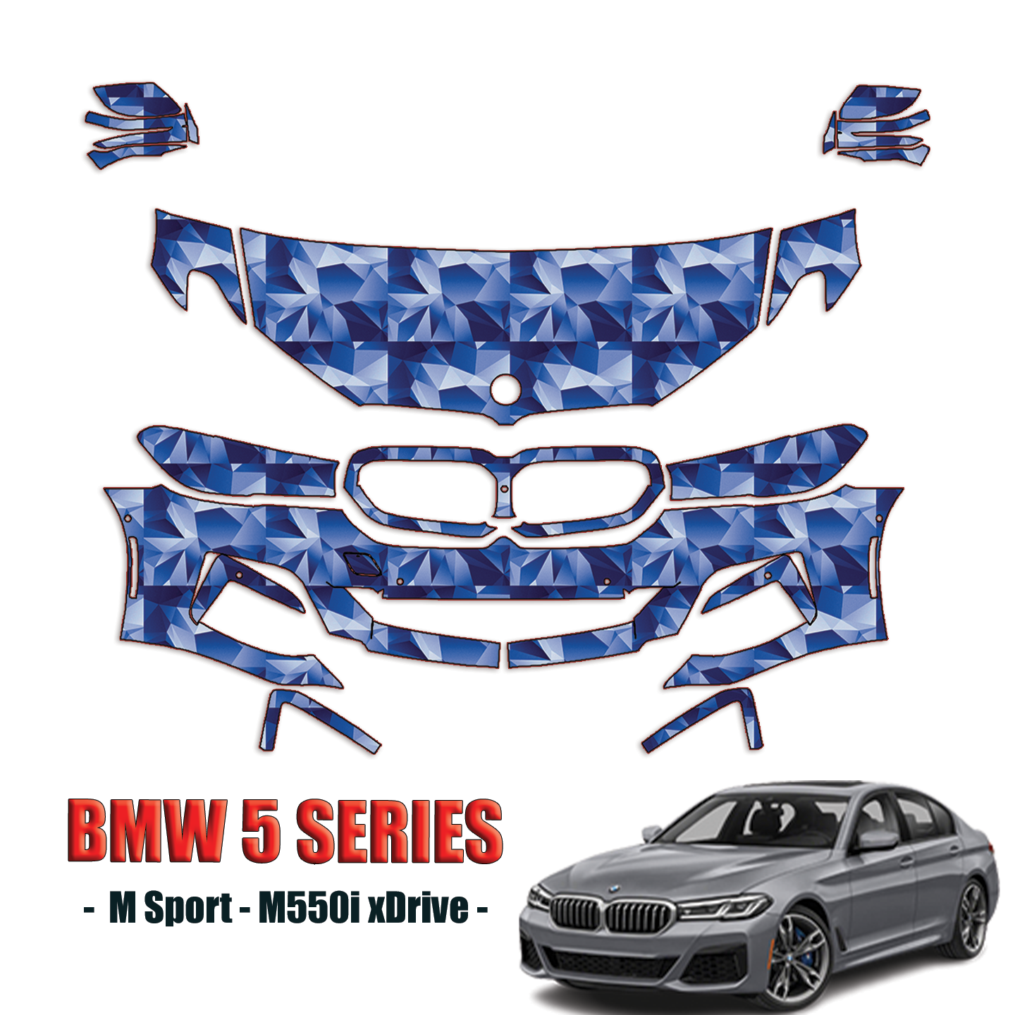 2019-2023 BMW 5 Series M550i Paint Protection PPF Kit – Partial Front